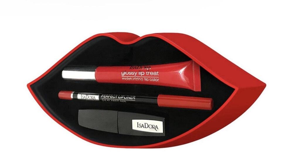 ISADORA PERFECT LIP KIT 215 CLASSIC RED LIPSTICK LINER GLOSS POPPY RED GIFT SET